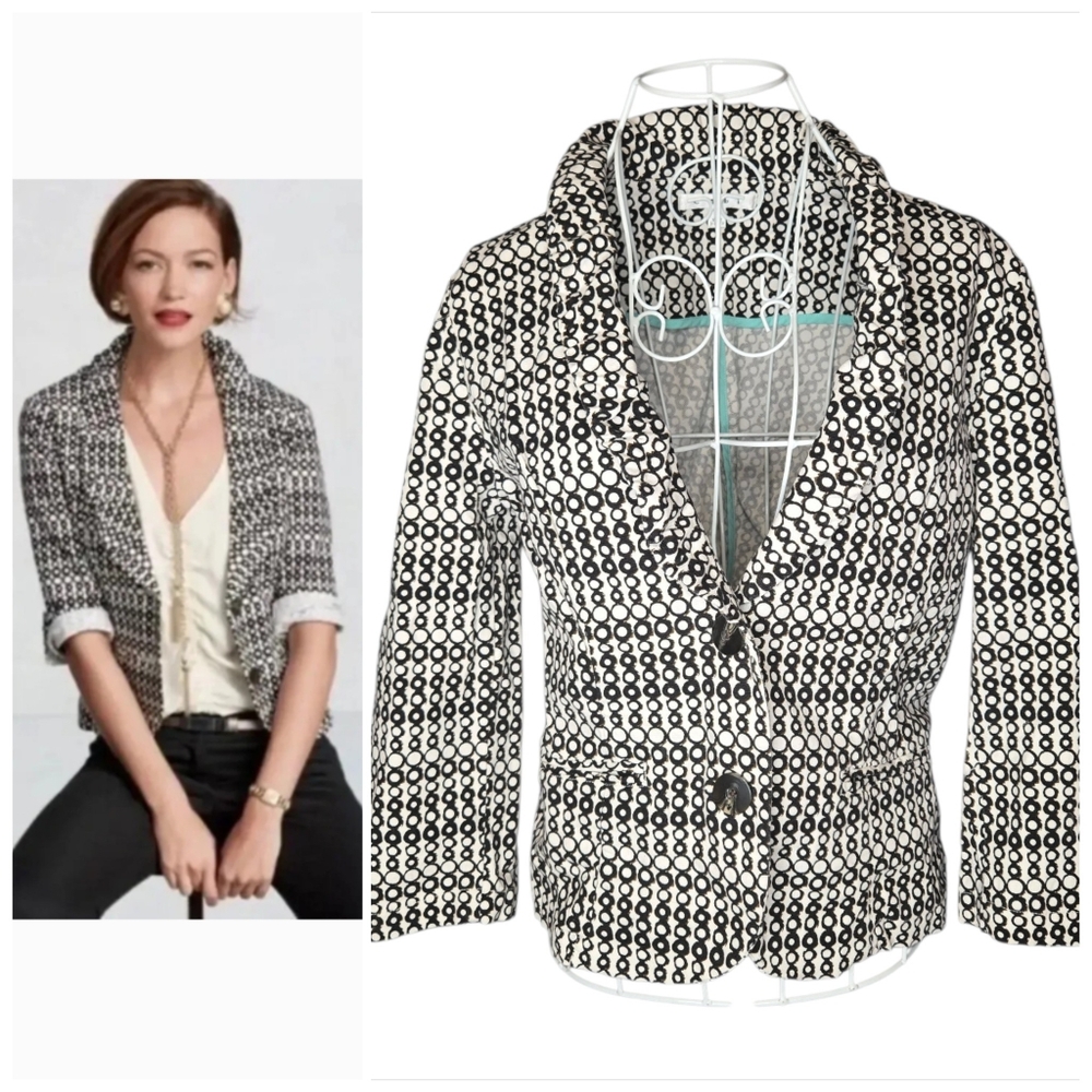 CAbi Du Jour Black & White Blazer Size 8
